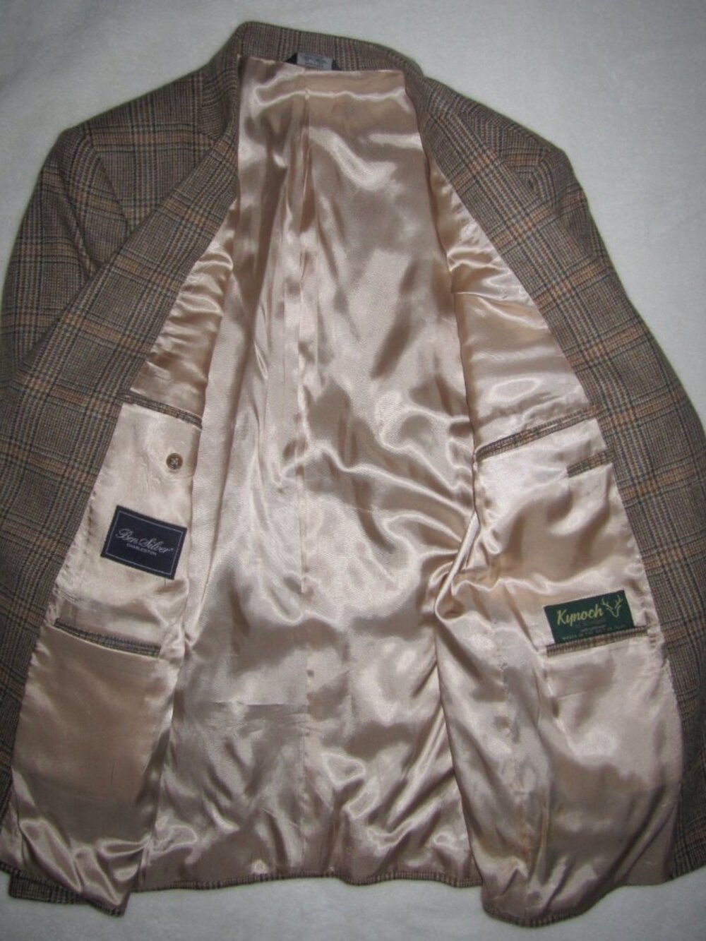 BEN SILVER Kynoch of Scotland 100% Lambswool Glen Plaid Sport Coat Men’s 46 R - Picture 9 of 15